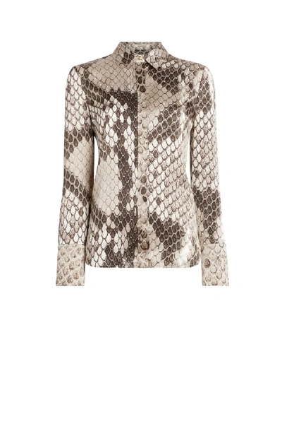 Shop Roberto Cavalli Macro Python Print Shirt In Neutrals