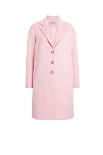 Shop Roberto Cavalli Oversized Wool Coat In Pink