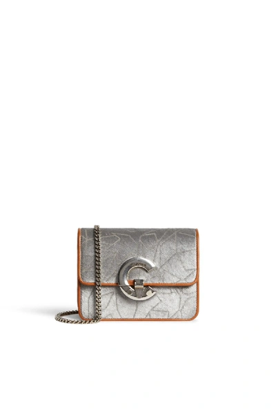 Shop Roberto Cavalli Calf Hair Bold C Belt Bag In Silver