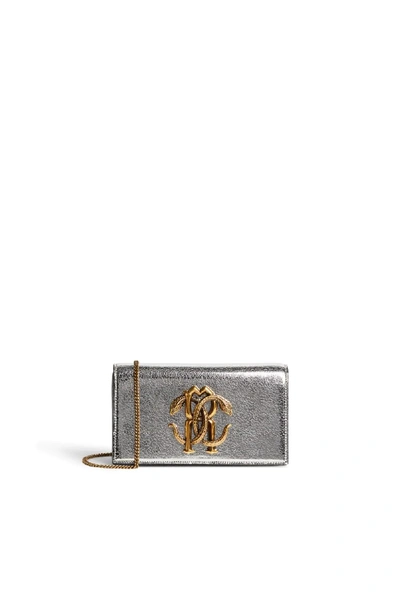 Shop Roberto Cavalli Metallic Mirror Snake Shoulder Bag In D3337