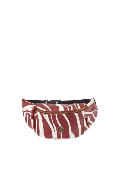 Shop Roberto Cavalli Zebra Print Belt Bag In T0044 Carmine/white/podium