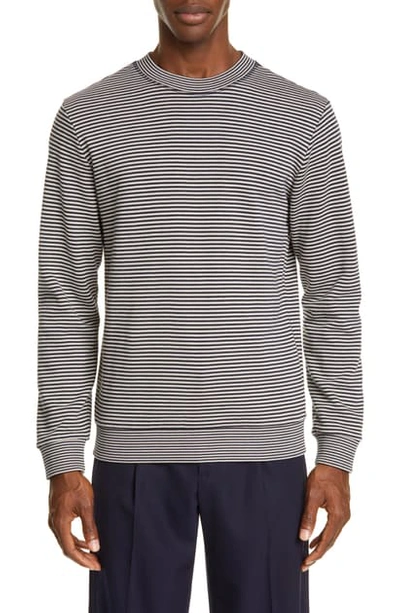Shop Apc Malo Stripe Crewneck Sweatshirt In Iak Dark Navy