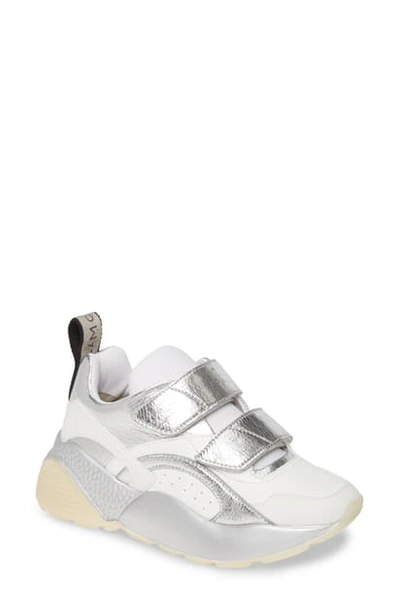 Shop Stella Mccartney Eclypse Hook-and-loop Sneaker In White/ Silver