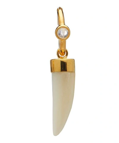 Shop Theodora Warre Gold-plated Mother Of Pearl And Rainbow Moonstone Tooth Hoop Earring