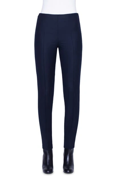 Shop Akris Melissa Stretch Wool Flannel Pants In Navy