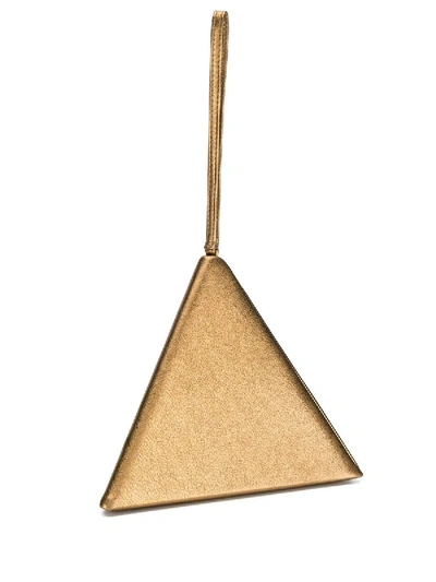 Shop Saint Laurent Ysl Pyramid Metallic Hand Bag Gold