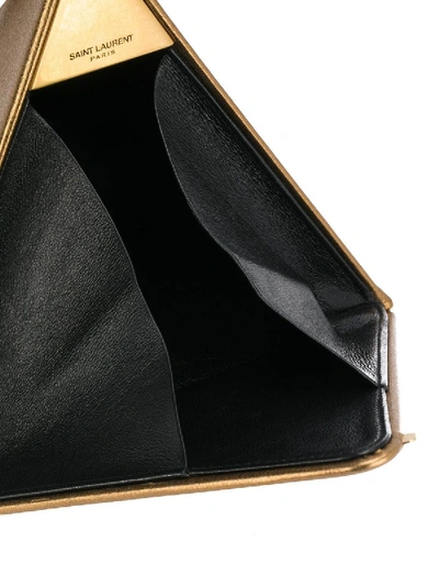 Shop Saint Laurent Ysl Pyramid Metallic Hand Bag Gold