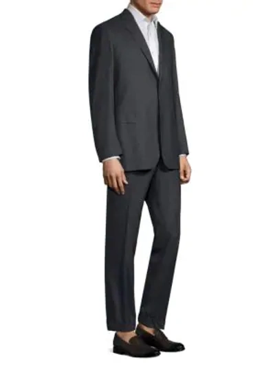 Shop Brioni Pinstripe Slim-fit Wool Suit In Midnight