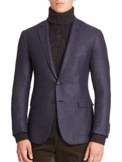 Shop Ralph Lauren Cashmere Silk Blend Blazer In Navy