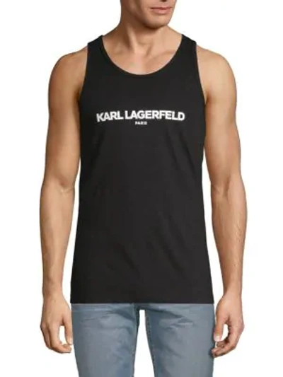 Shop Karl Lagerfeld Logo Cotton Tank Top In Black