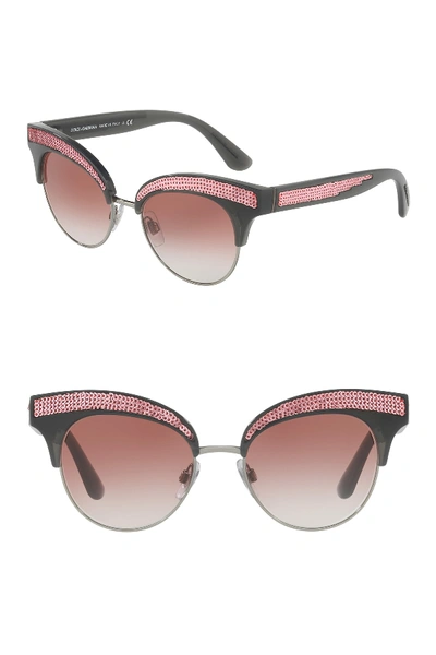 Shop Dolce & Gabbana 50mm Embellished Cat Eye Sunglasses In Shny Gnmtl