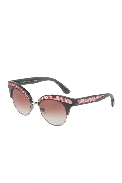 Shop Dolce & Gabbana 50mm Embellished Cat Eye Sunglasses In Shny Gnmtl