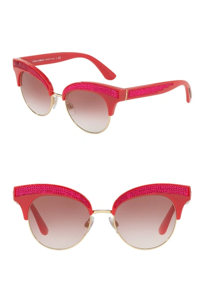 Shop Dolce & Gabbana 50mm Embellished Cat Eye Sunglasses In Pink Gold