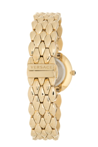 Shop Versace Women's V-flare Diamond Bracelet Watch, 28mm In Champagne