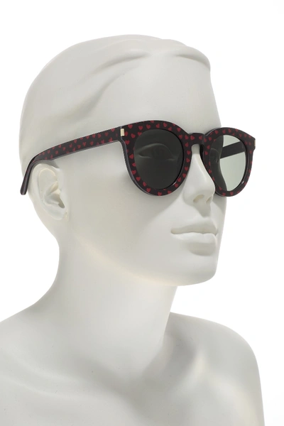 Shop Saint Laurent 47mm Round Sunglasses In Black Black Grey