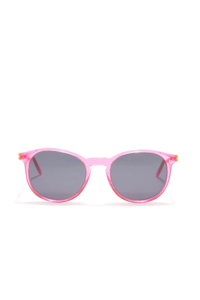 Shop Saint Laurent 50mm Square Sunglasses In Shiny Transparent Fluorescent Pink