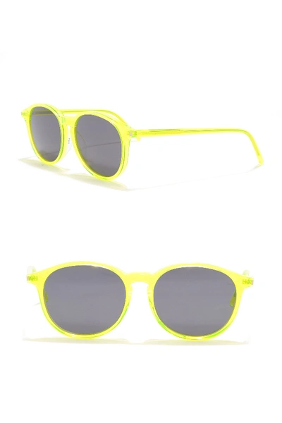 Shop Saint Laurent 52mm Square Sunglasses In Shiny Transparent Fluorescent Yellow