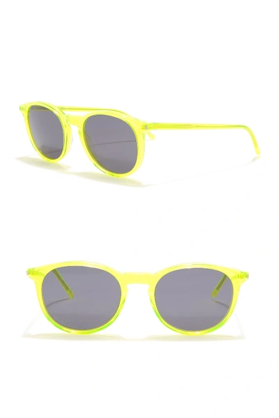 Shop Saint Laurent 50mm Square Sunglasses In Shiny Transparent Fluorescent Yellow