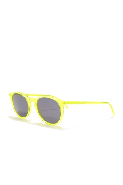 Shop Saint Laurent 50mm Square Sunglasses In Shiny Transparent Fluorescent Yellow