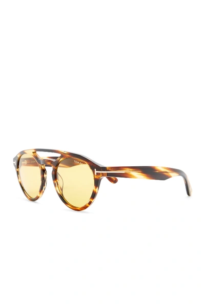 Shop Tom Ford Clint 50mm Round Sunglasses In Sdbrn-brn