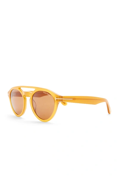 Shop Tom Ford Clint 50mm Round Sunglasses In Ylwo-brn