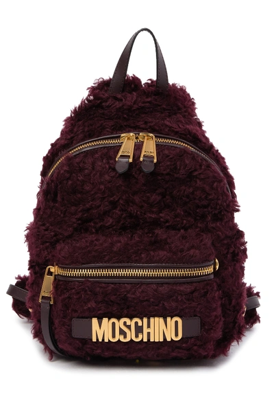 Shop Moschino Mohair Backpack In Violet Mohair