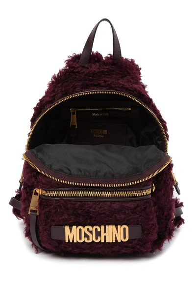 Shop Moschino Mohair Backpack In Violet Mohair