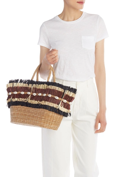 Shop Aranaz Maika Fringe Straw Tote In Natural