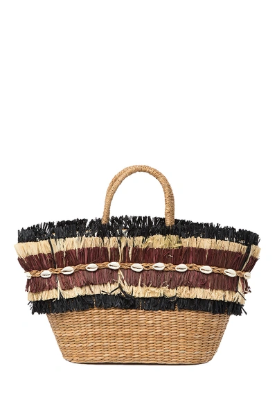 Shop Aranaz Maika Fringe Straw Tote In Natural