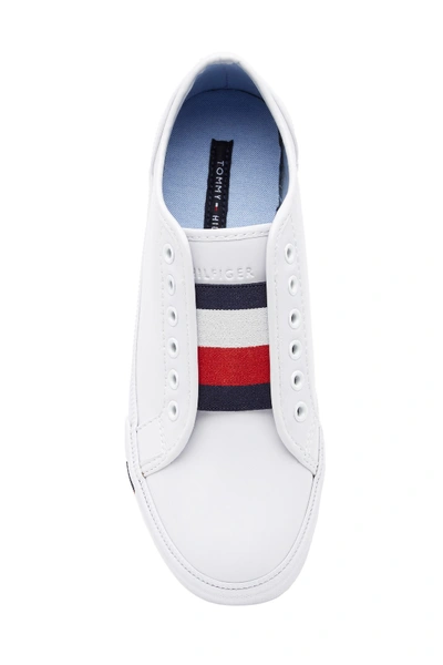 Tommy Hilfiger Logo Patch Slip-on Sneakers In Whmll