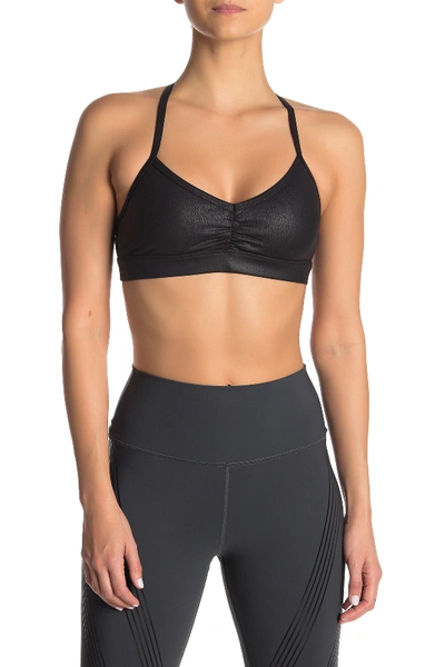 Shop Alo Yoga Sunny Strappy Yoga Bra In Black Performance Leather