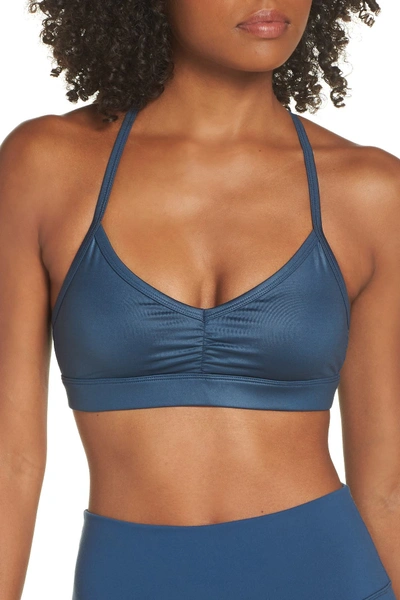 Shop Alo Yoga Sunny Strappy Yoga Bra In Eclipse Glossy