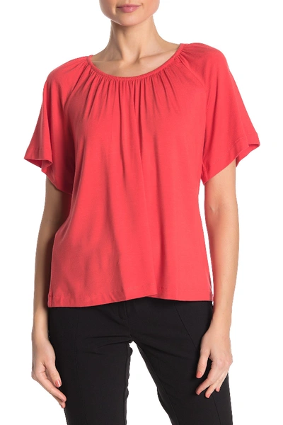 Shop Catherine Catherine Malandrino Flutter Sleeve Knit Top In Red Calien