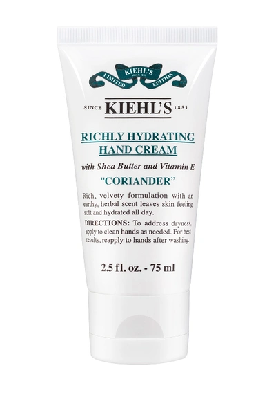 Shop Kiehl's Since 1851 Coriander Scented Richly Hydrating Scented Hand Cream - 2.5 Fl. Oz. - Travel Size In 75ml