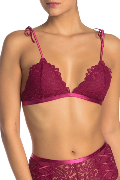 Free People Mila Tie Strap Lace Bralette In Red Berry