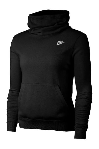 Nike Funnel Neck Fleece Lined Varsity Hooded Pullover In Black/white |  ModeSens