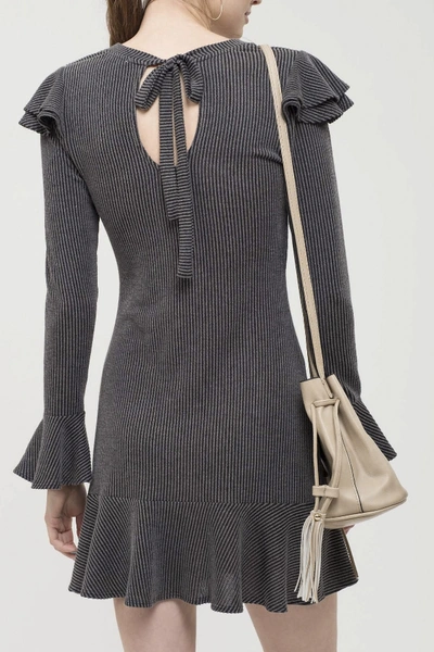 Shop Blu Pepper Ruffle Knit Dress In Charcoal