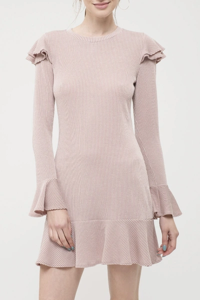 Shop Blu Pepper Ruffle Knit Dress In Mauve