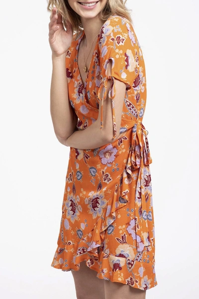 Shop Blu Pepper Floral Wrap Dress In Orange Multi