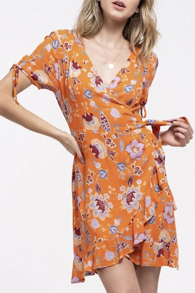 Shop Blu Pepper Floral Wrap Dress In Orange Multi