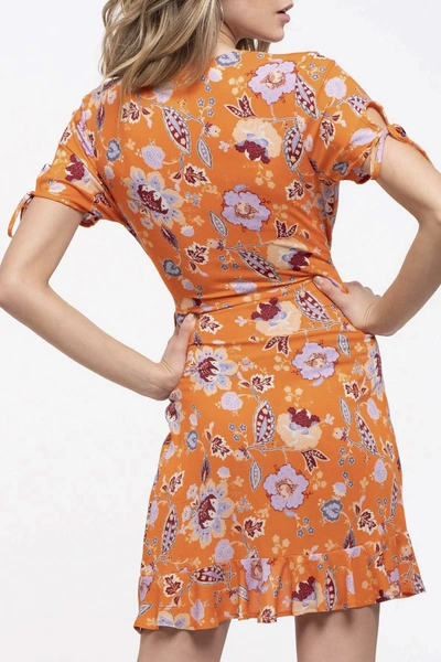 Shop Blu Pepper Floral Wrap Dress In Orange Multi