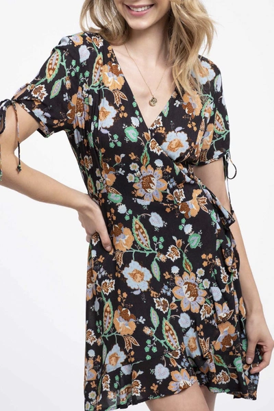 Shop Blu Pepper Floral Wrap Dress In Black Multi