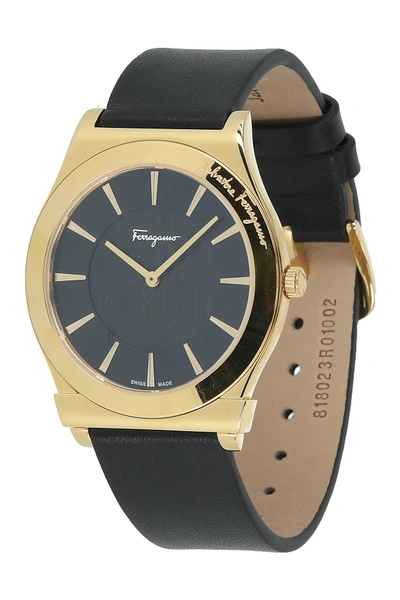 Shop Ferragamo Men's Leather Strap Watch, 41mm In Gold