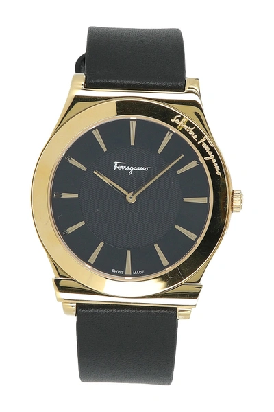 Shop Ferragamo Men's Leather Strap Watch, 41mm In Gold