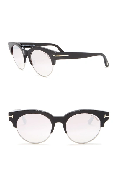 Shop Tom Ford Henri 52mm Semi-rimless Sunglasses In Sblk/violmr