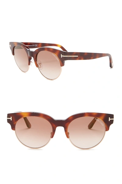 Shop Tom Ford Round Sunglasses 52mm In Blndhav/brnmr