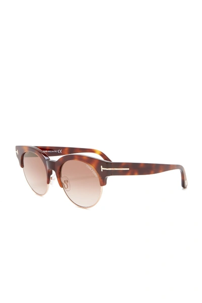 Shop Tom Ford Round Sunglasses 52mm In Blndhav/brnmr