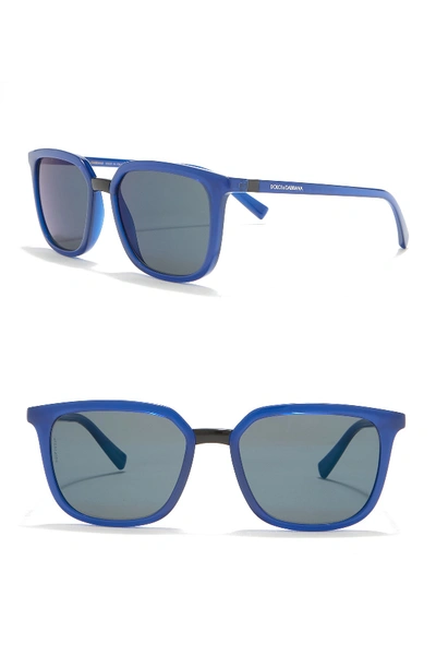 Shop Dolce & Gabbana 53mm Square Sunglasses In Transparent Blue