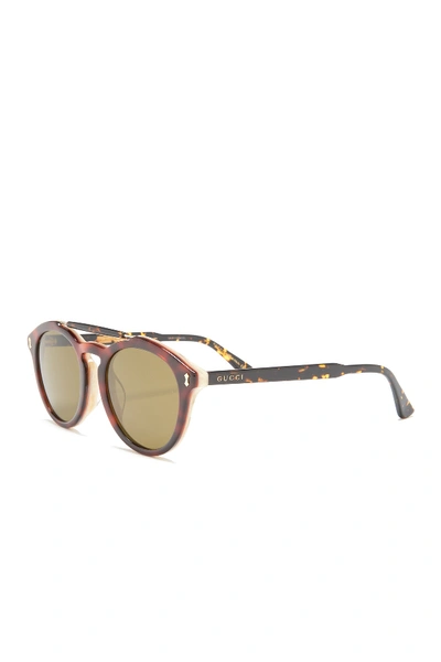 Shop Gucci 52mm Round Sunglasses In Avana-avana- Green