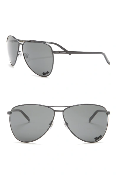 Shop Gucci 62mm Aviator Sunglasses In Smtbk Shnblk P9 Grey